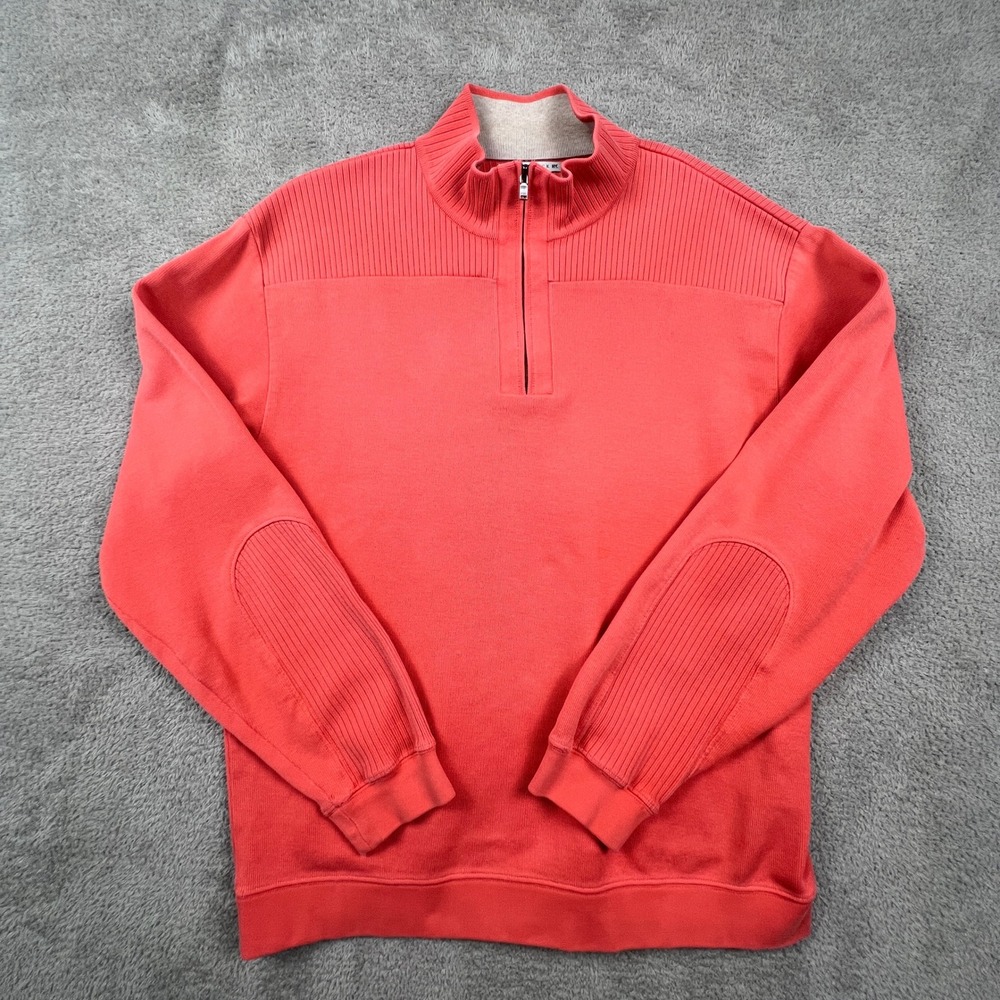 Cutter & Buck Quarter Zip Pullover Womens Large Coral Pima Cotton Ribbed Athlete
